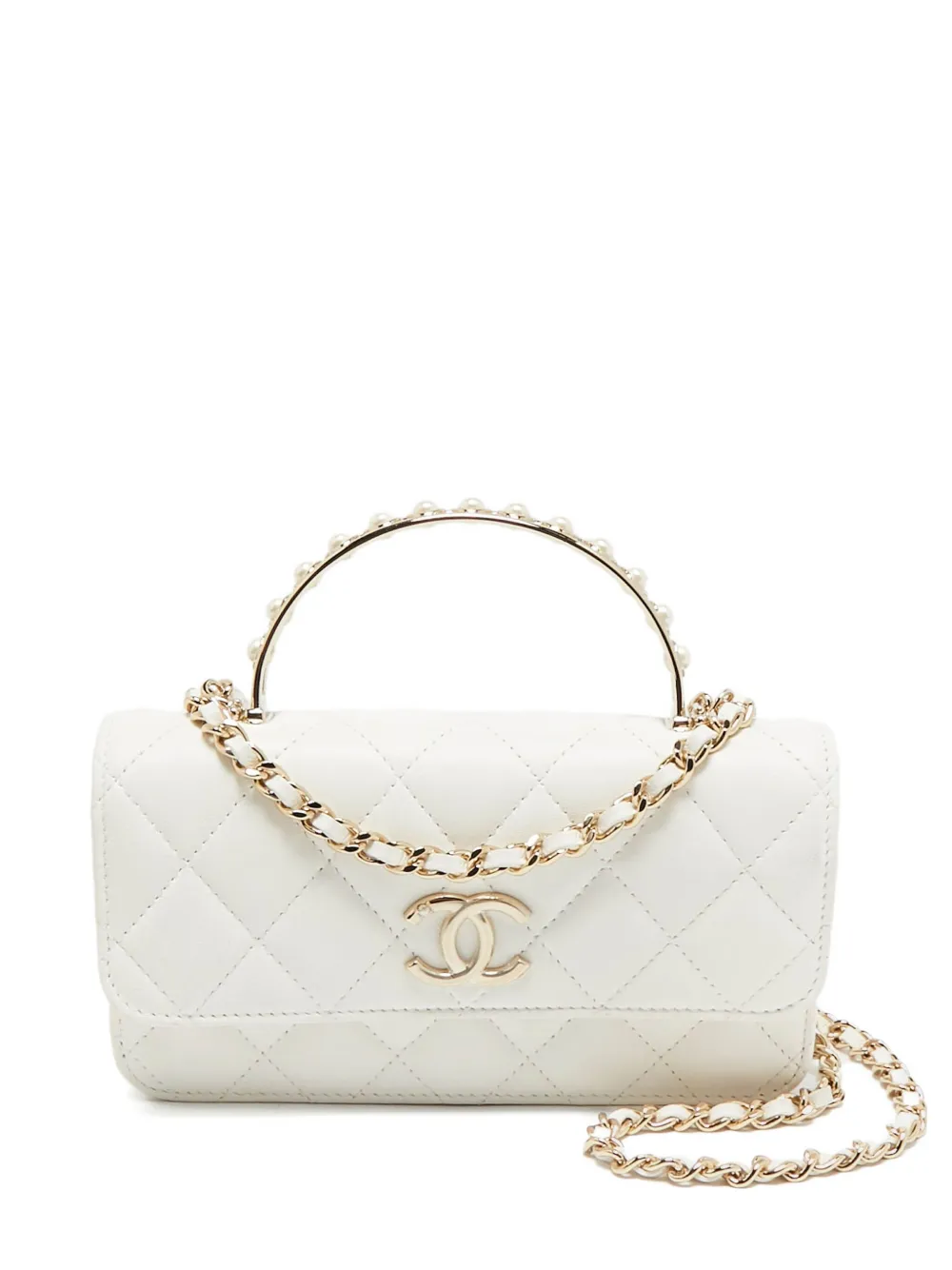 CHANEL Pre-Owned キルティングレザー バッグ - ホワイト CHANEL Pre-Owned キルティングレザー バッグ - ホワイト