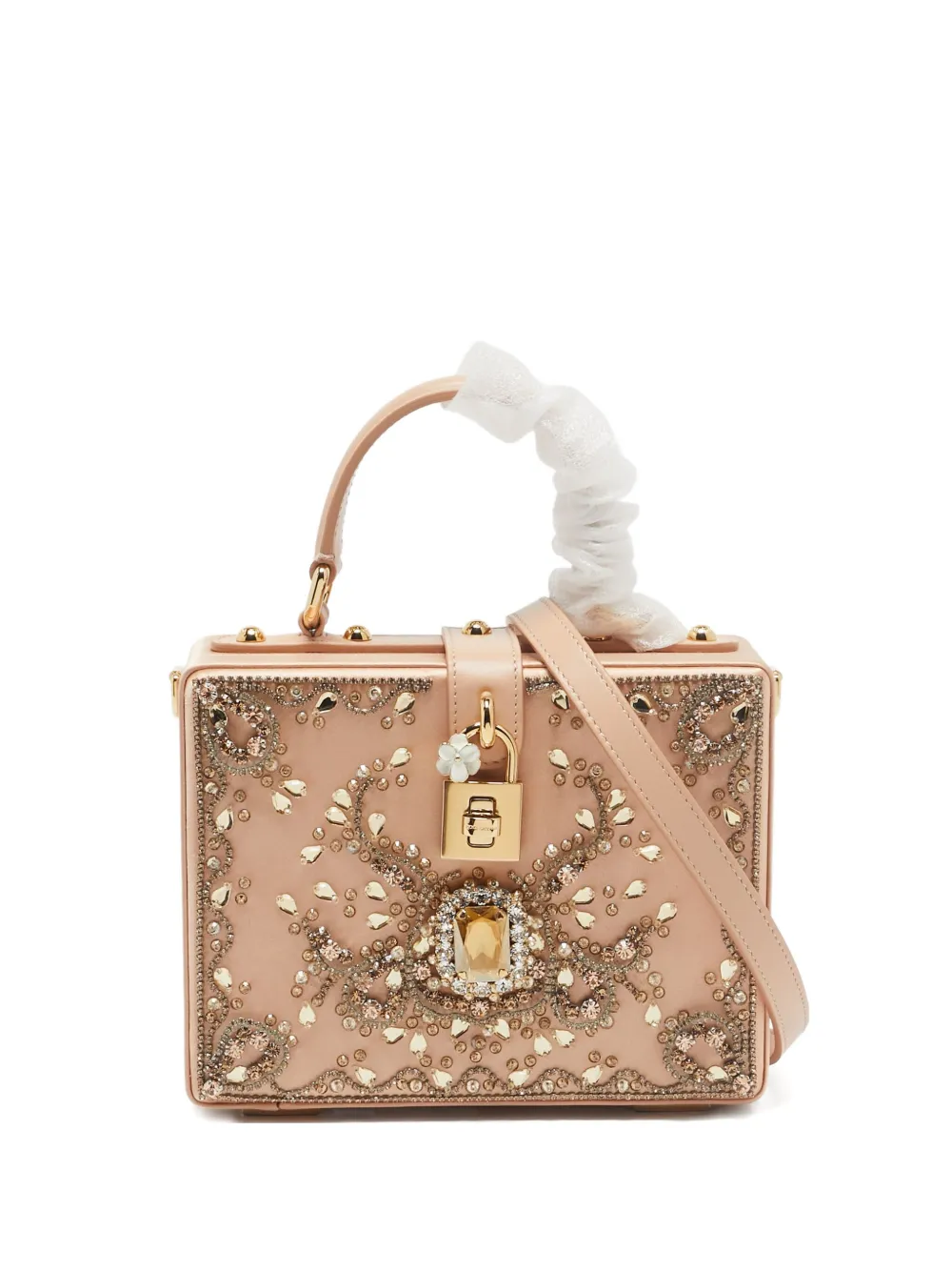 Dolce & Gabbana Pre-Owned crystal-embellishment satin box bag - Toni neutri