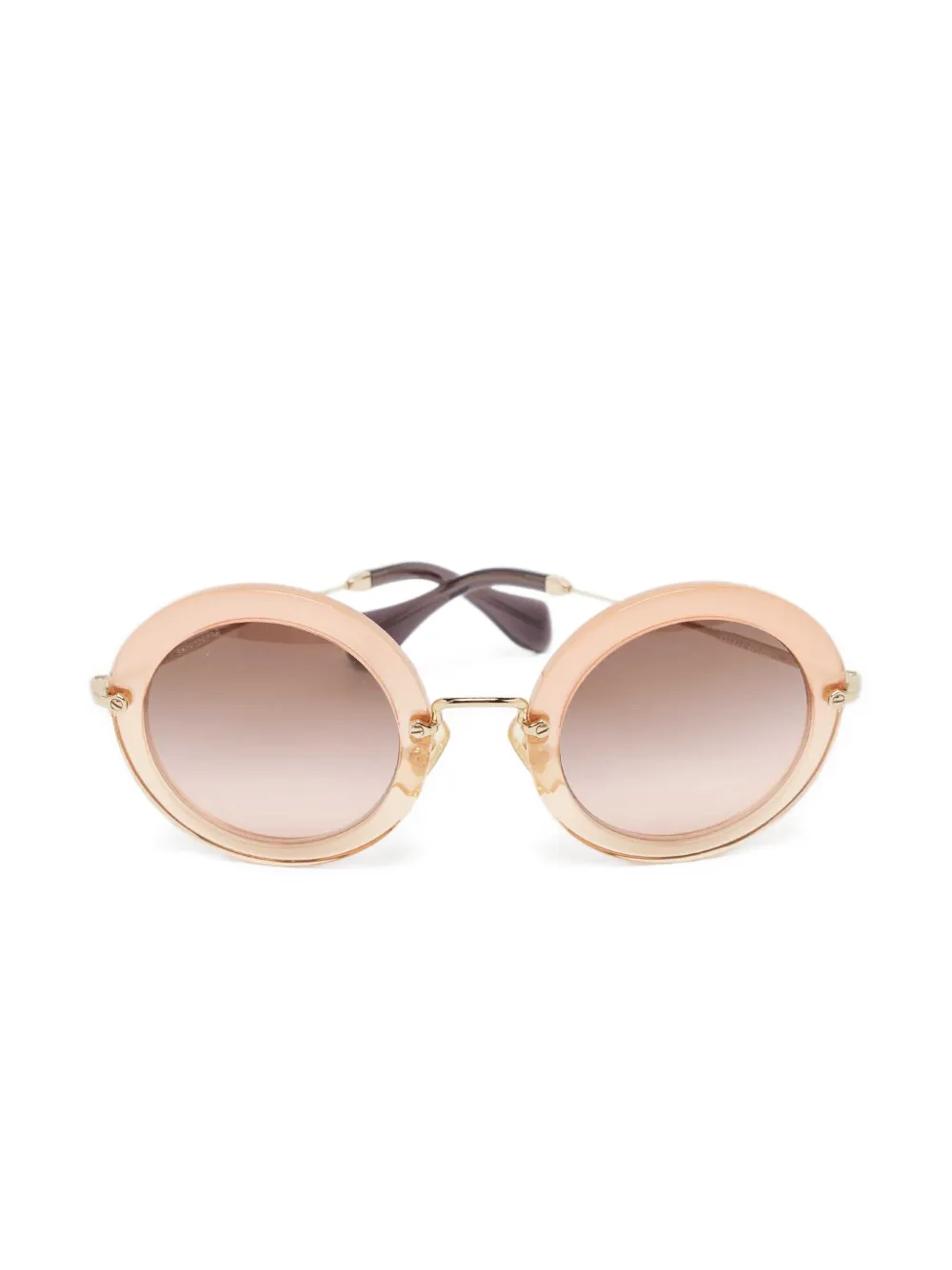 Miu Miu Pre-Owned 2024 Acetate Metal Round Sunglasses - オレンジ Miu Miu Pre-Owned 2024 Acetate Metal Round Sunglasses - オレンジ