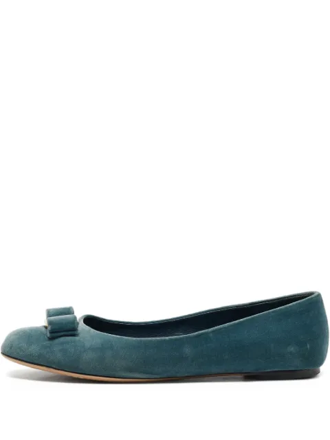 Ferragamo Pre-Owned Velvet Bow Ballet Flats