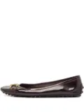 Louis Vuitton Pre-Owned logo-plaque patent-leather ballet flats - Red