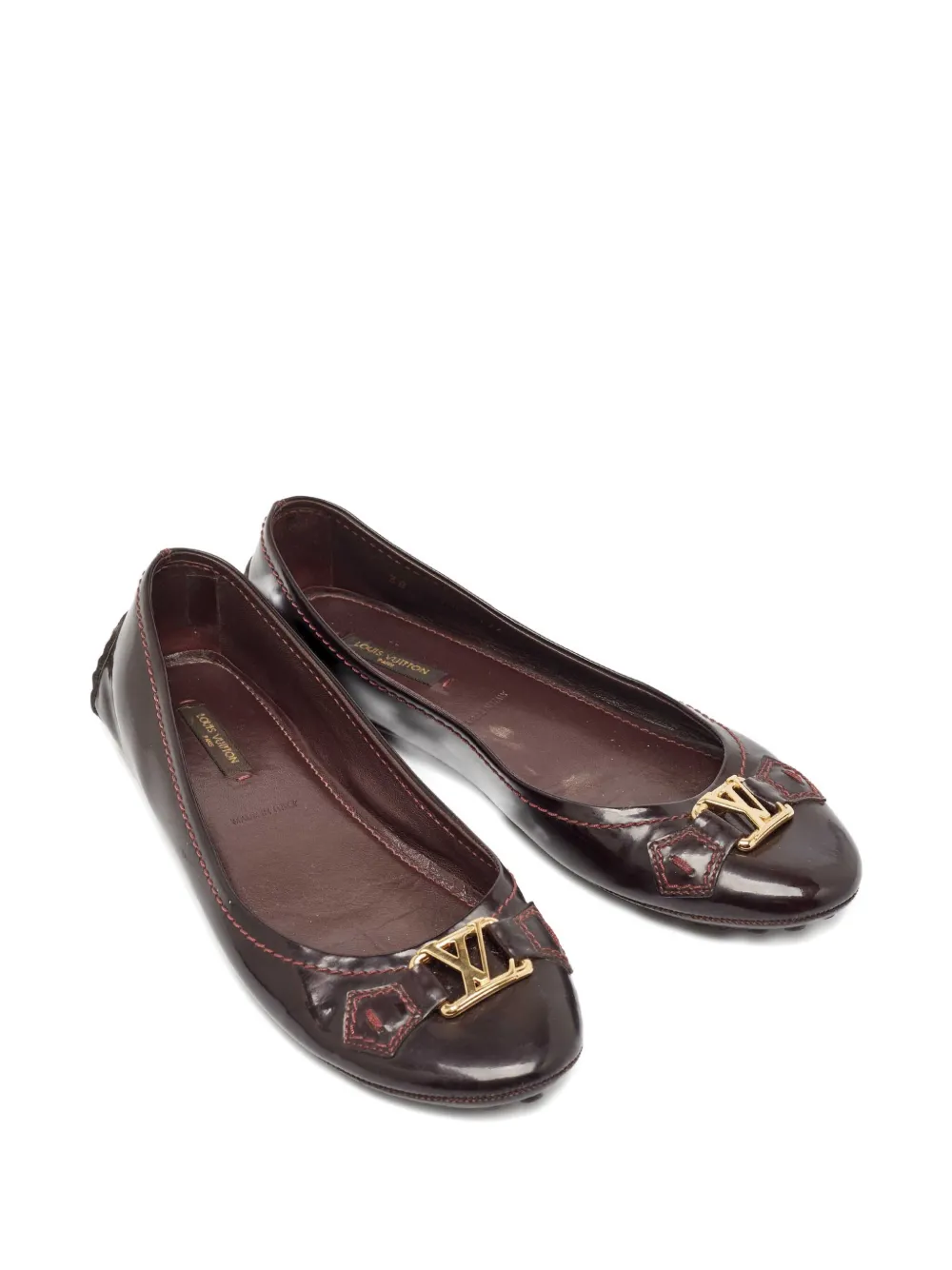 Louis Vuitton Pre-Owned Lakleren ballerina's met logoplakkaat - Rood