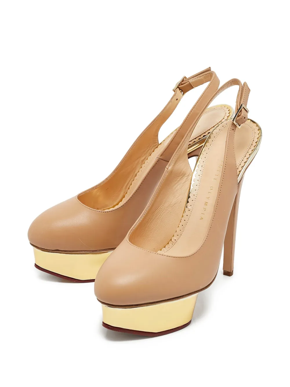 Charlotte Olympia Slingback pumps met plateauzool - Beige