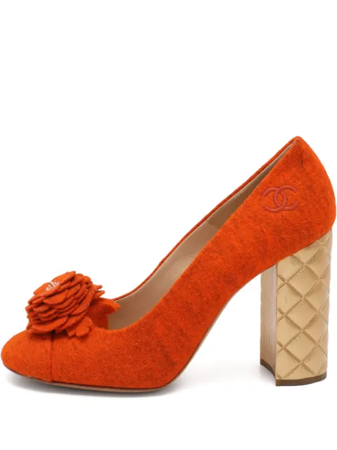 CHANEL Pre-Owned 105mm floral-appliqué heeled pumps