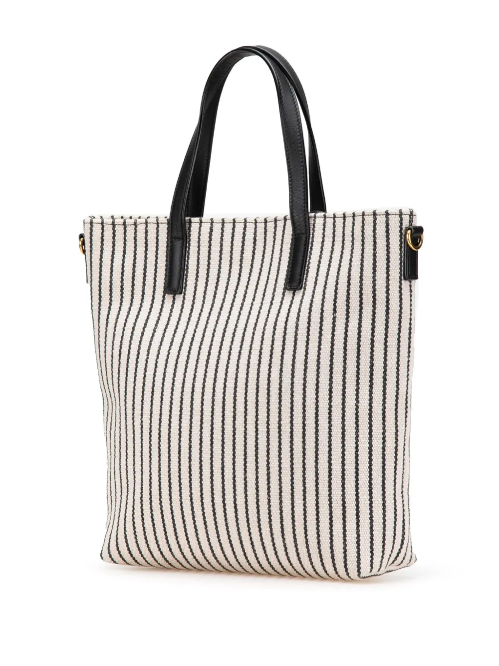Pre-owned Saint Laurent 2022 Toy Striped Canvas North South Shopping Tote Satchel