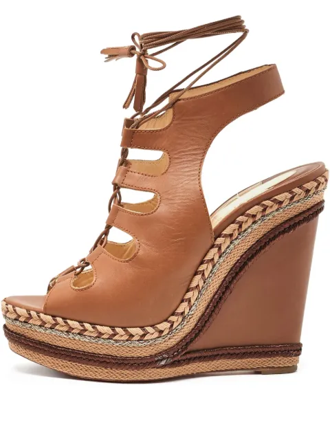 Christian Louboutin Pre-Owned 150mm cut-out leather wedge sandals