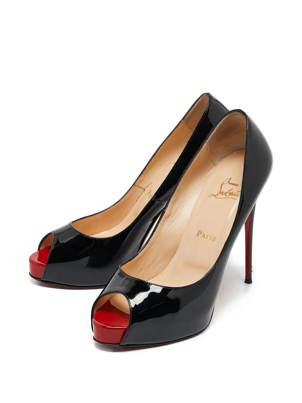 Christian Louboutin Pre-Owned Lakleren pumps met open neus - Zwart