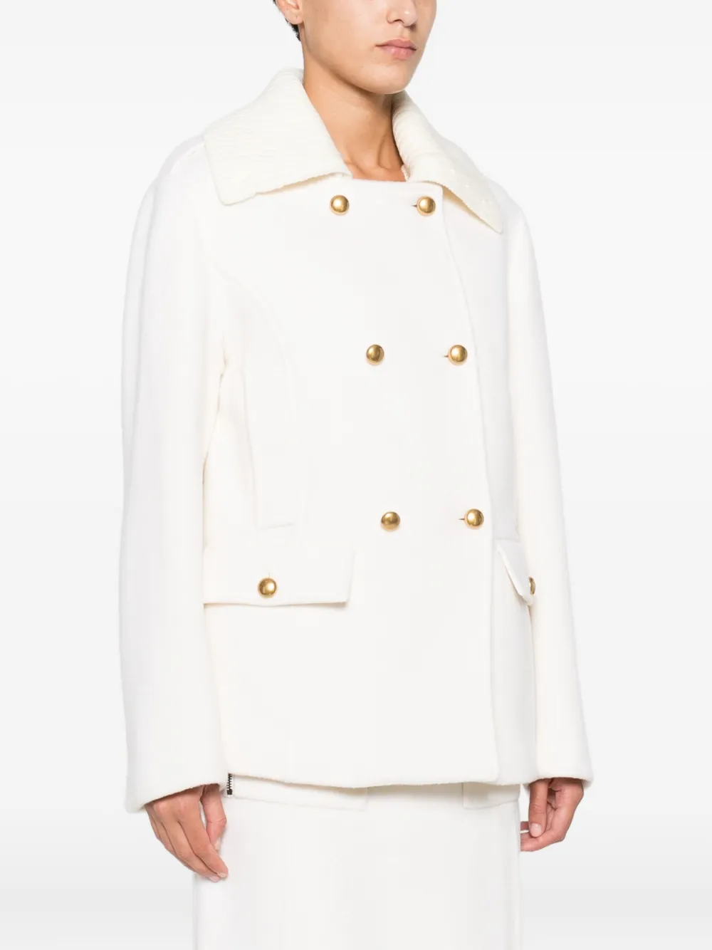 P.a.r.o.s.h Double-breasted Wool Jacket In Neutral