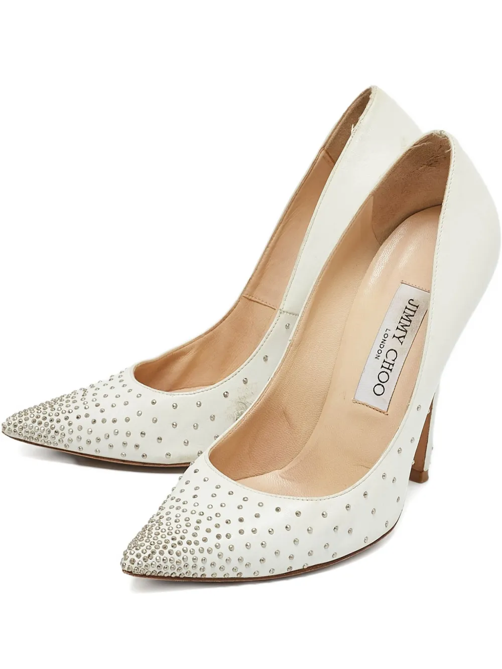 Jimmy Choo Pre-Owned 110mm Romy stud-embellished leather pumps - ホワイト Jimmy Choo Pre-Owned 110mm Romy stud-embellished leather pumps - ホワイト