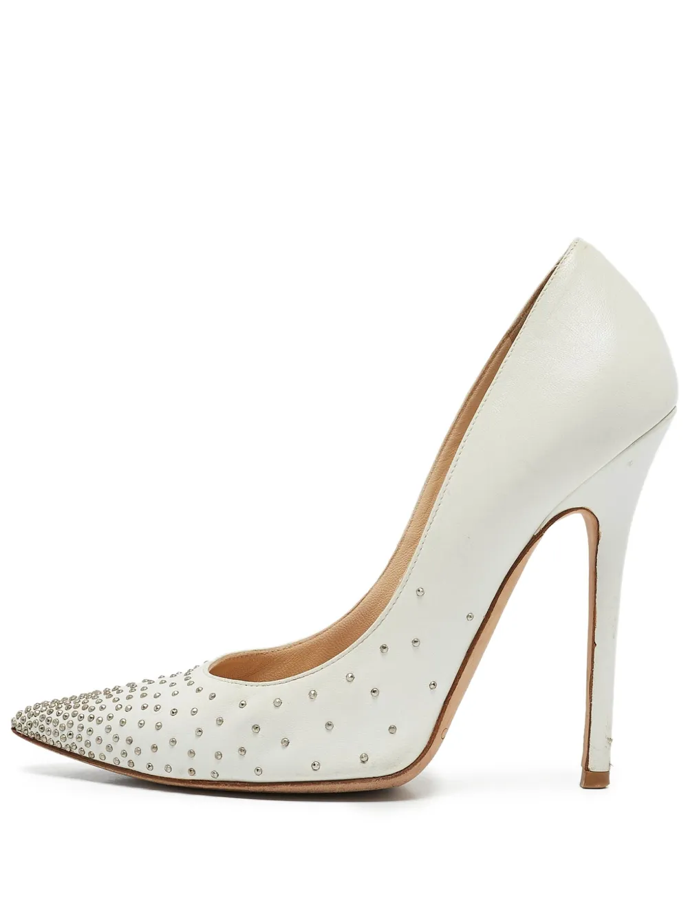 Jimmy Choo Pre-Owned 110mm Romy stud-embellished leather pumps | White | Image 1