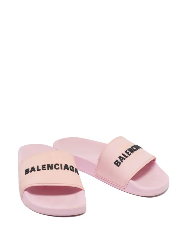 Balenciaga Pre-Owned Logo Slides | Pink | FARFETCH CA