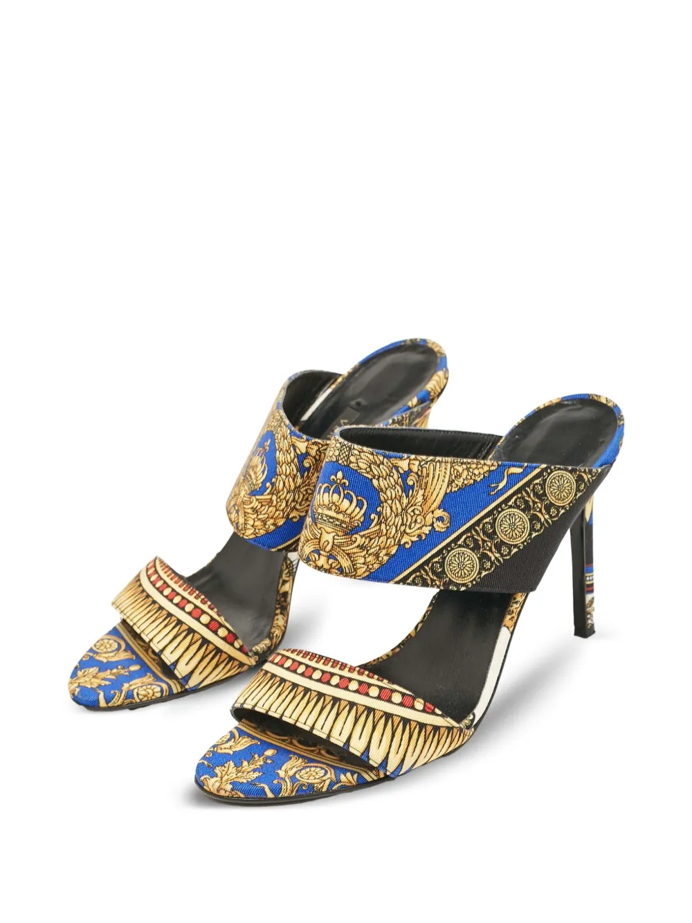 Versace Pre-Owned 2024 100 mm sandalen met dubbele bandjes en Baroque-patroon - Blauw