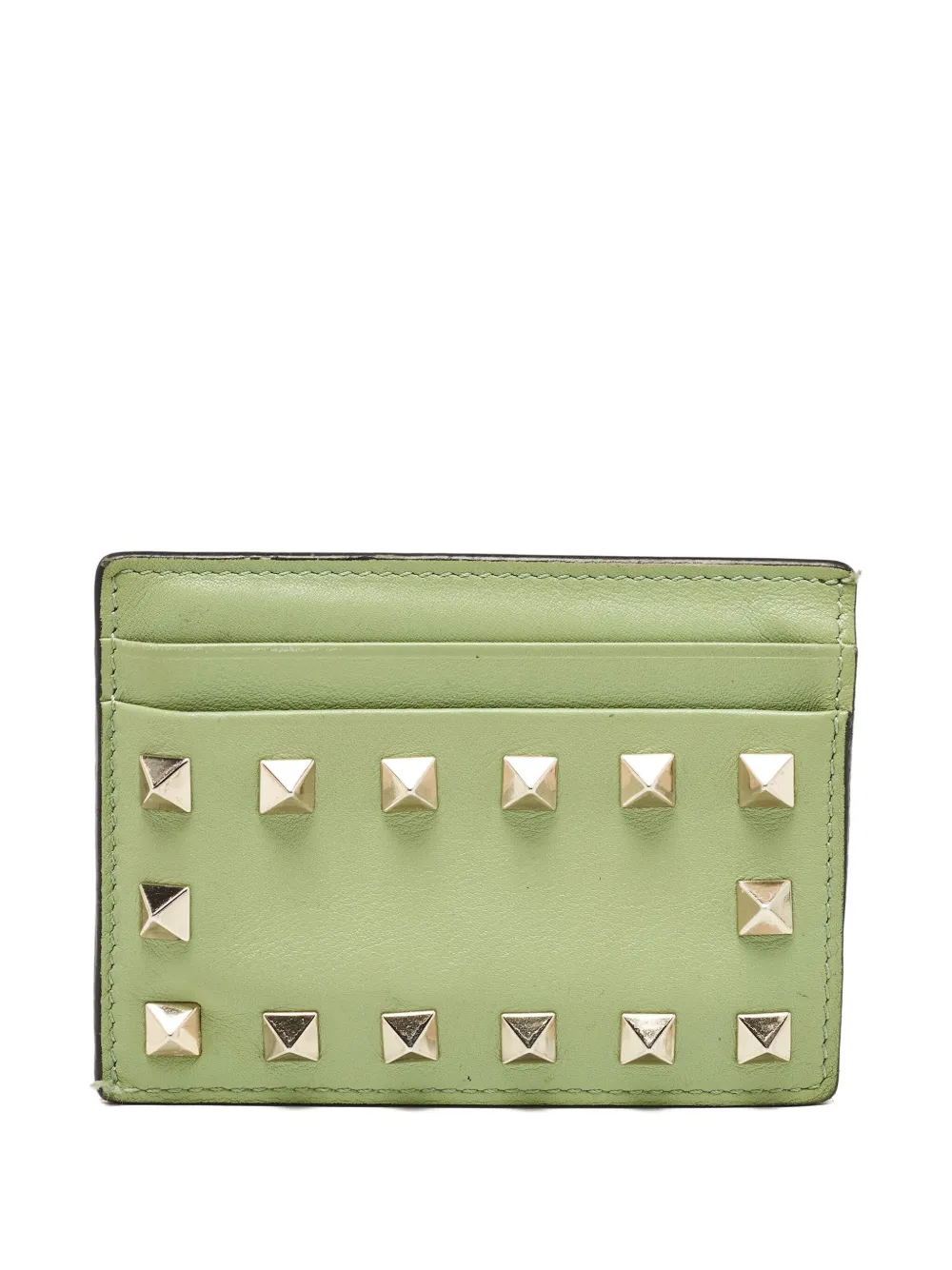 Rockstud leather card holder