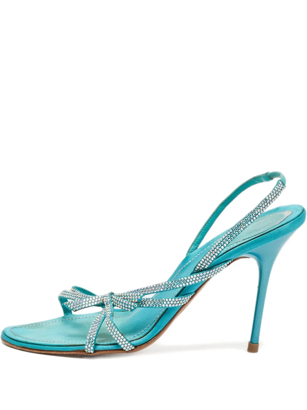 René Caovilla Pre-owned 110mm crystal-bow slingback sandals - Blau