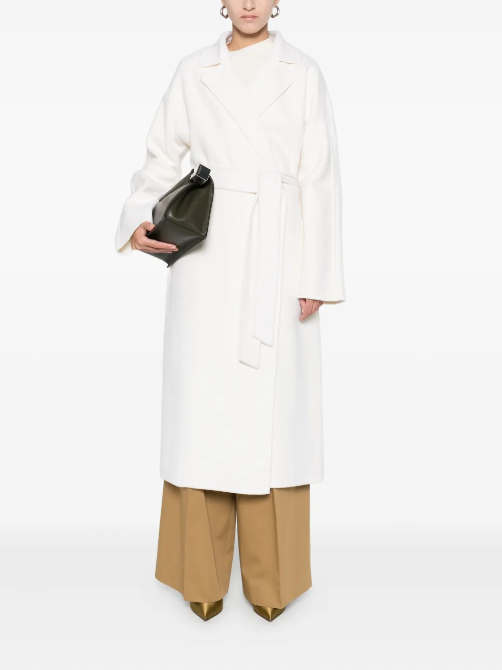 P.a.r.o.s.h Belted Single-breasted Coat In White