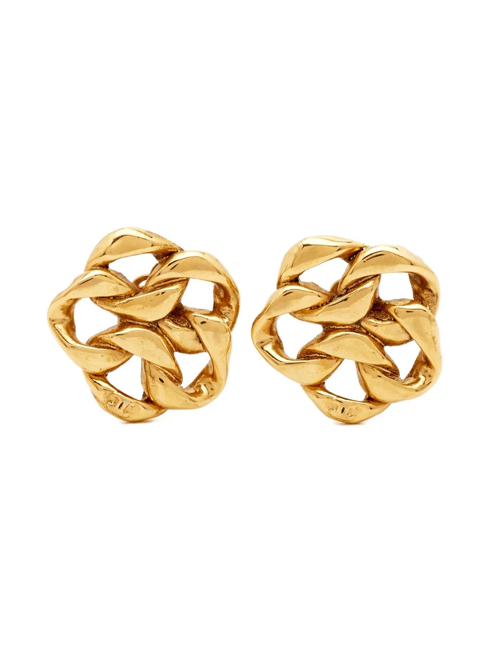 CHANEL Pre-Owned Chain clip-on earrings - ゴールドトーン CHANEL Pre-Owned Chain clip-on earrings - ゴールドトーン