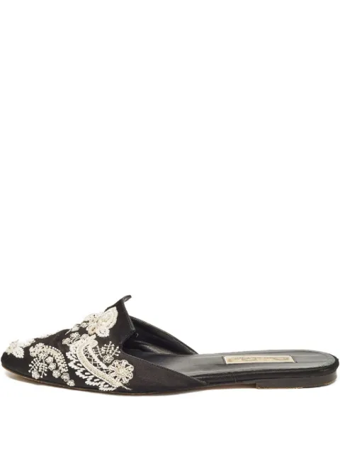 Oscar de la Renta Pre-Owned embroidered flat mules