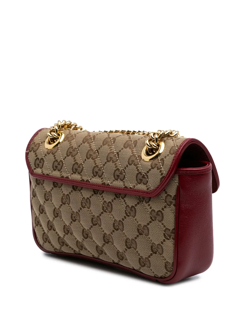Pre-owned Gucci 2016-2024 Mini Gg Marmont Matelasse Canvas Flap Crossbody Bag
