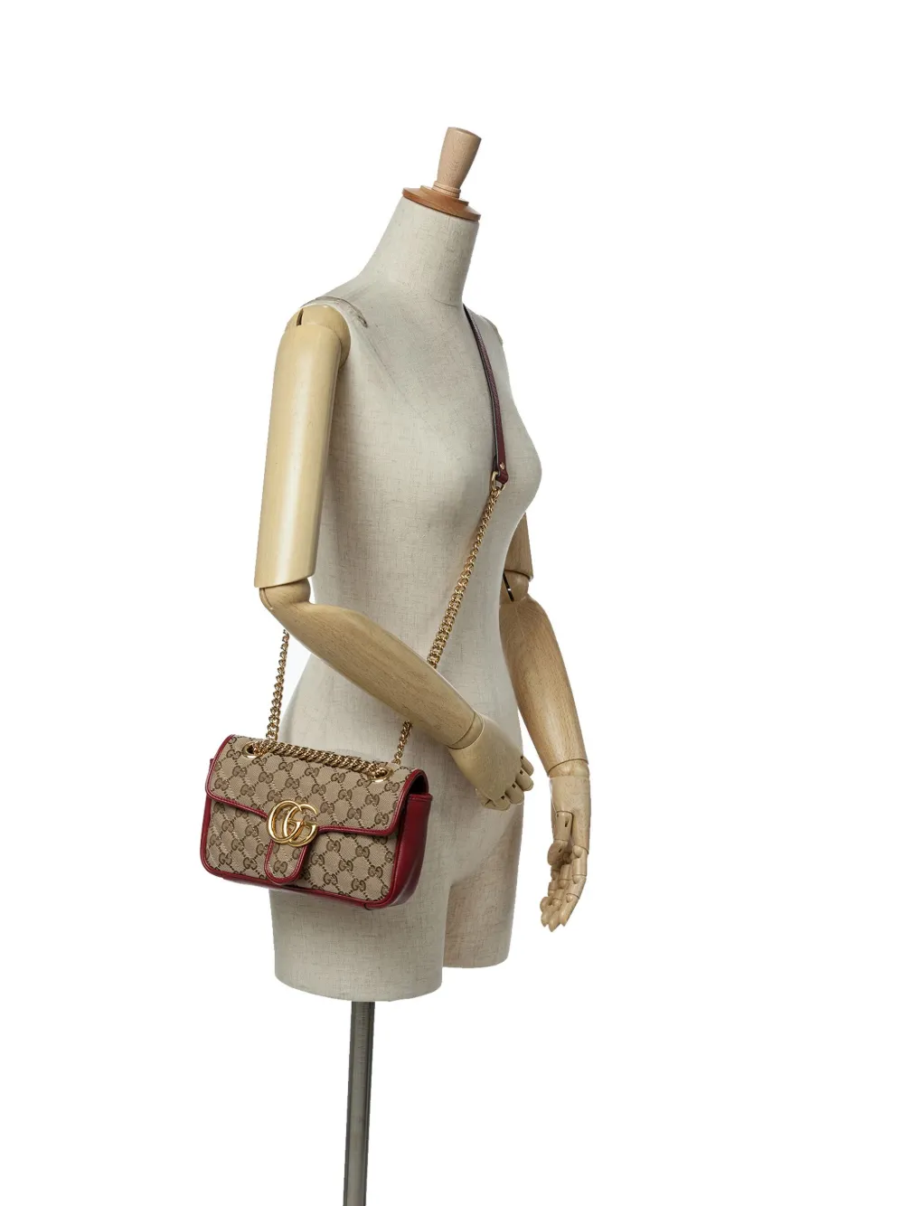 Pre-owned Gucci 2016-2024 Mini Gg Marmont Matelasse Canvas Flap Crossbody Bag