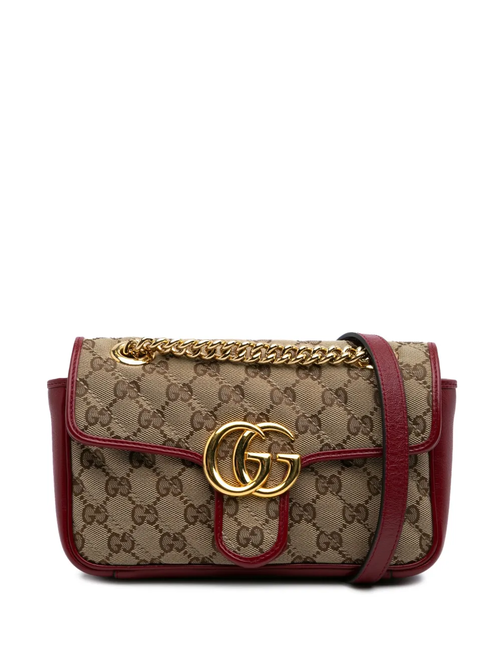 Pre-owned Gucci 2016-2024 Mini Gg Marmont Matelasse Canvas Flap Crossbody Bag