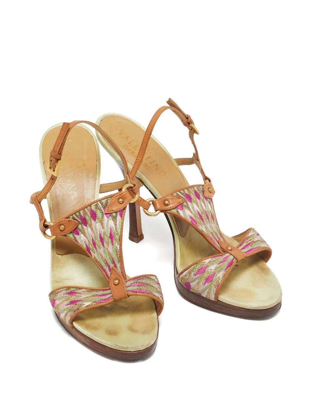 Valentino Garavani Pre-Owned Leren slingback sandalen - Bruin