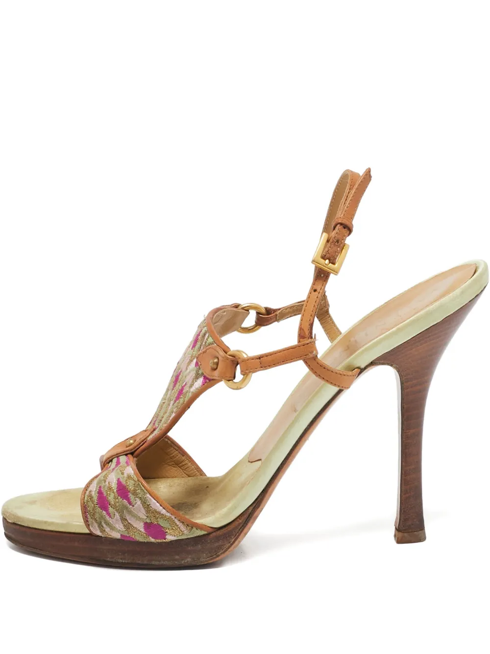 printed leather slingback sandals