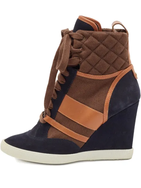 Chloé Pre-Owned 95mm wedged lace-up boots