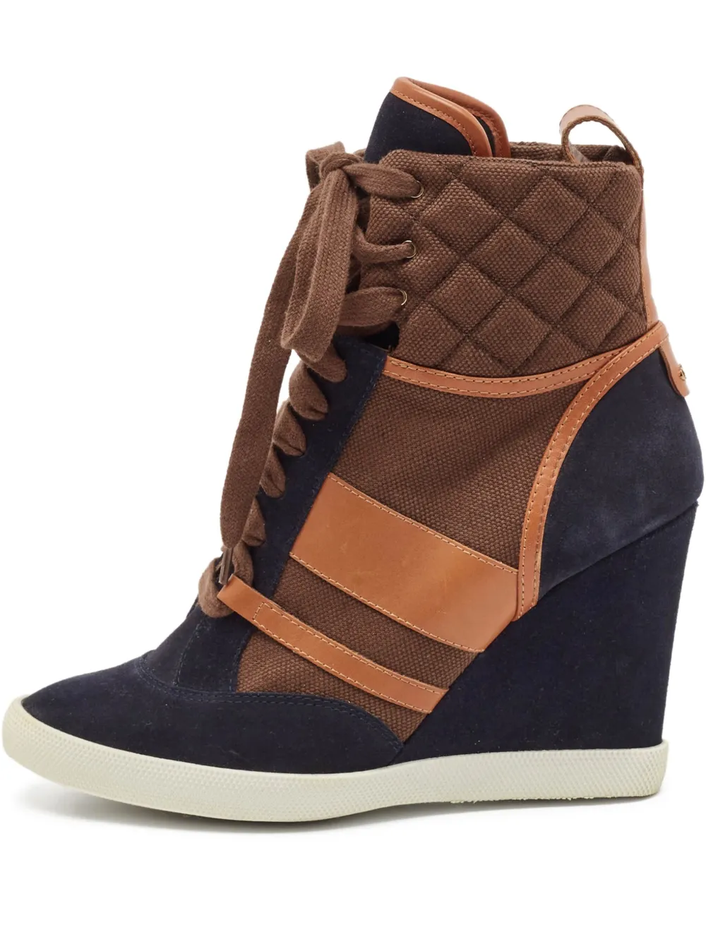 Chloé Pre-Owned 95mm wedged lace-up boots | Brown | Image 1