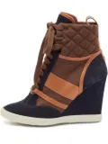 Chloé Pre-Owned 95mm wedged lace-up boots - Brown