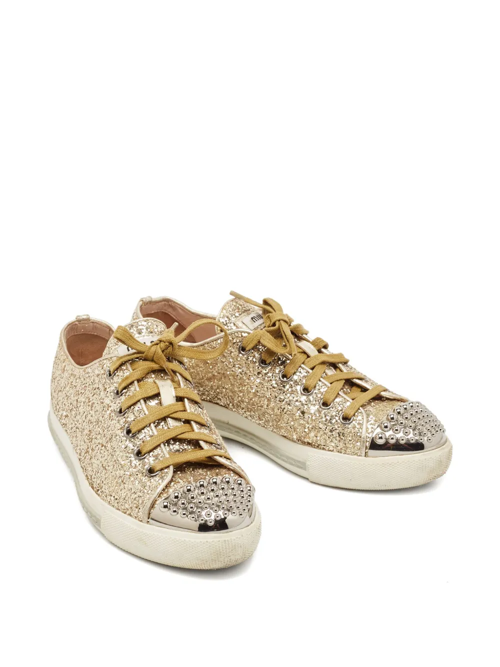 Miu Miu Pre-Owned glitter-embellished sneakers | Low-Tops | Image 2
