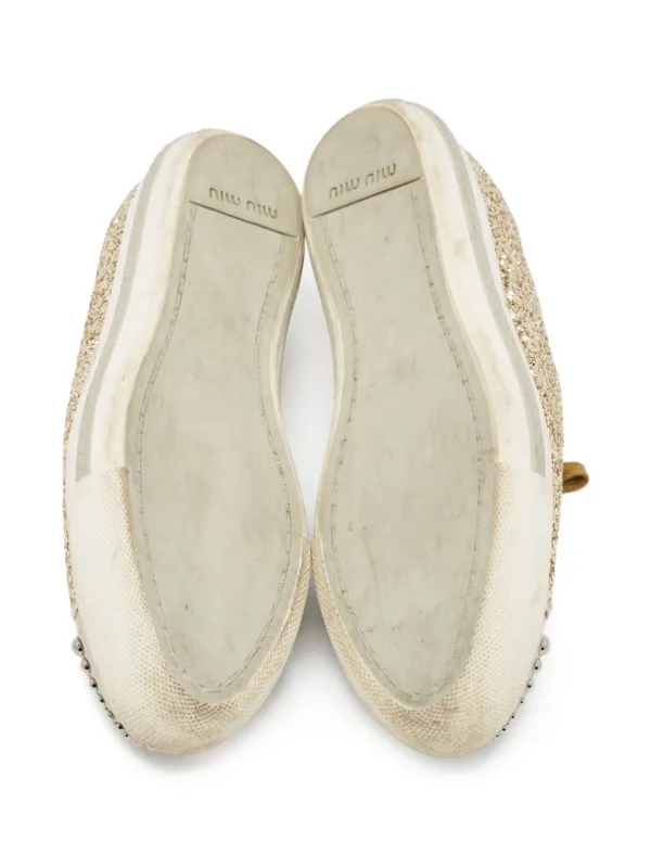 Miu Miu Pre-Owned glitter-embellished Sneakers | Yellow