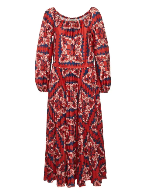 Valentino Garavani Pre-Owned patterned pleated midi dress