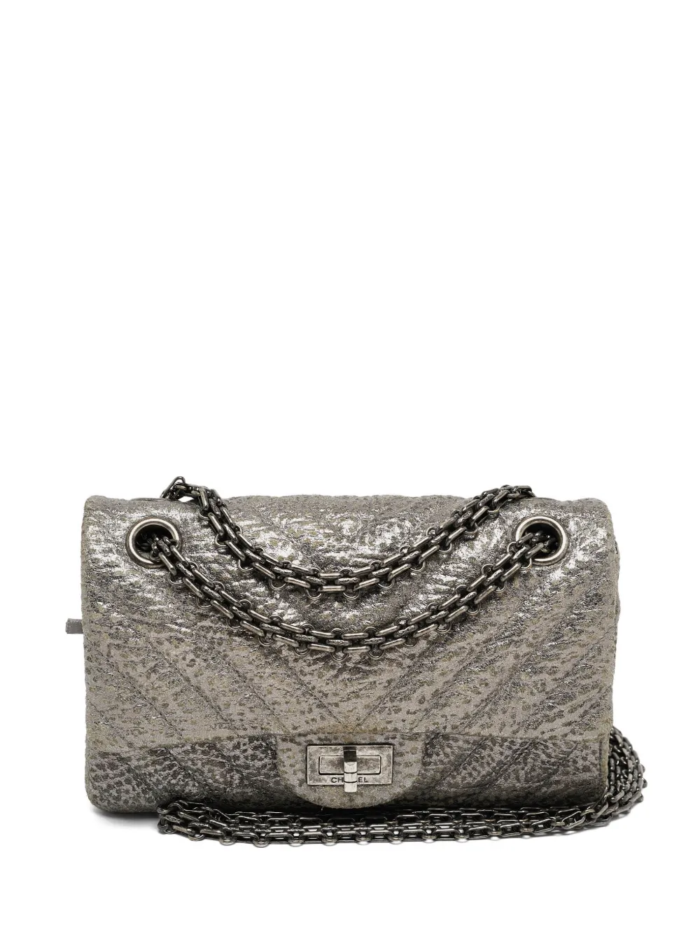 CHANEL Pre-Owned シェブロン キルティング バッグ - シルバートーン CHANEL Pre-Owned シェブロン キルティング バッグ - シルバートーン