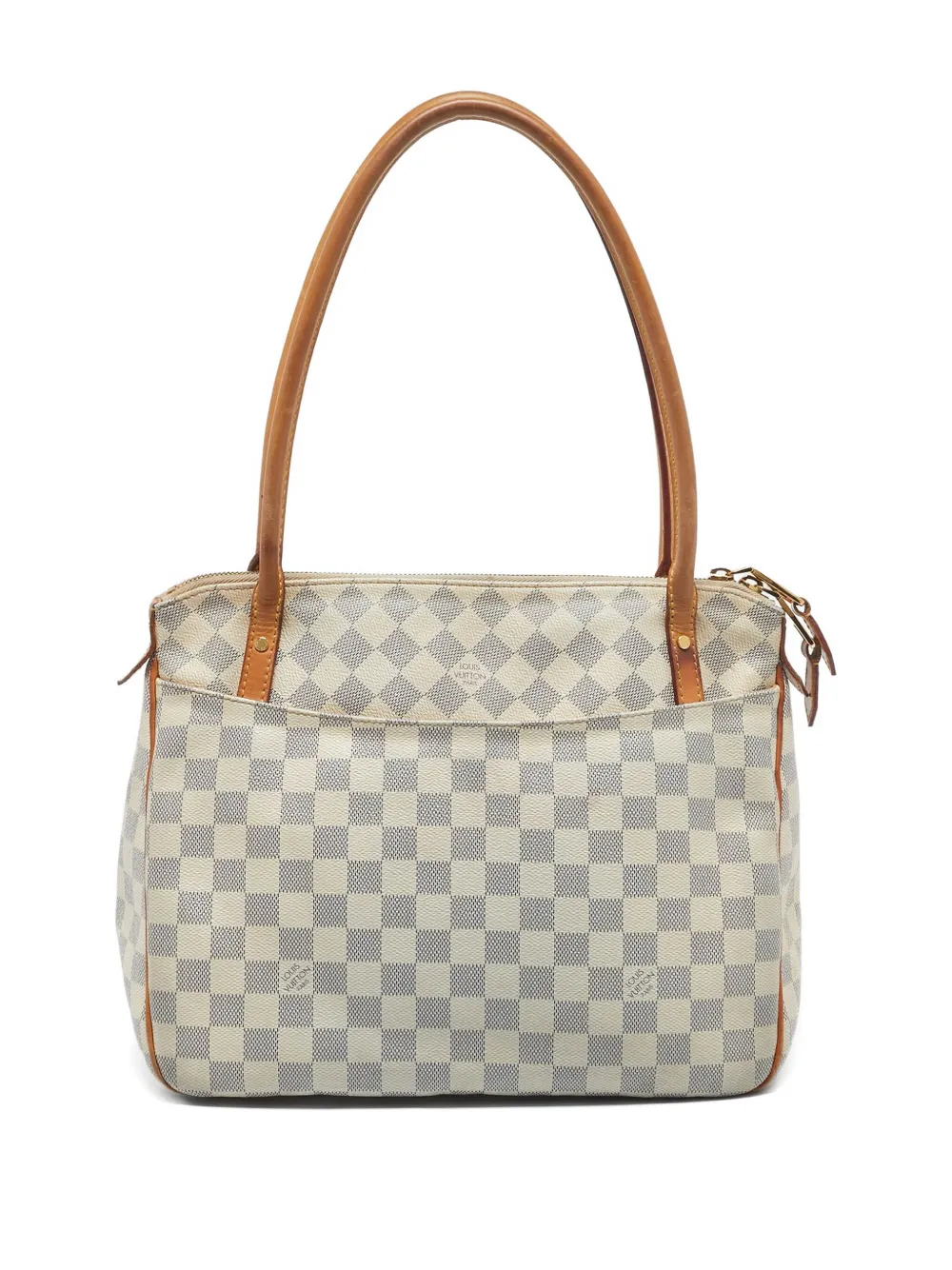 Pre-owned Louis Vuitton Damier Azur Leather Tote Bag In Gray