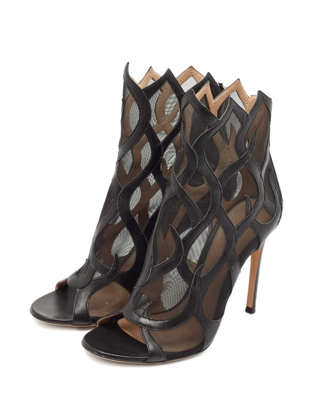 Gianvito Rossi Pre-owned cut-out mesh boots - ブラック Gianvito Rossi Pre-owned cut-out mesh boots - ブラック