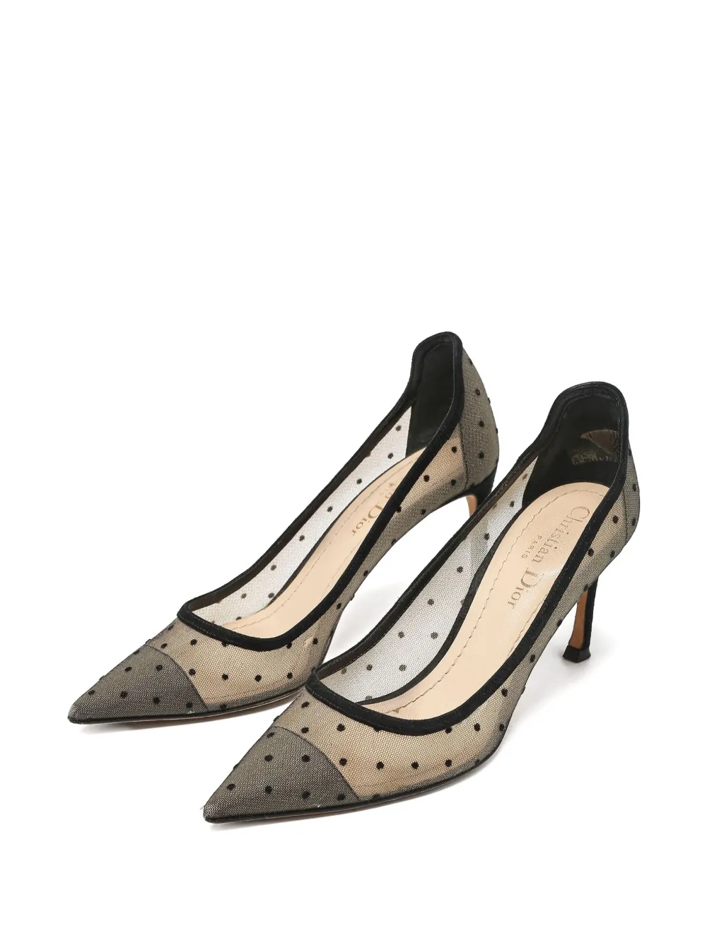 Christian Dior Pre-Owned 2024 pumps met stippen en mesh - Beige