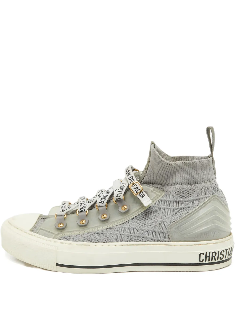 Christian Dior Pre-Owned Cannage panelled logo-tape sneakers - グレー Christian Dior Pre-Owned Cannage panelled logo-tape sneakers - グレー