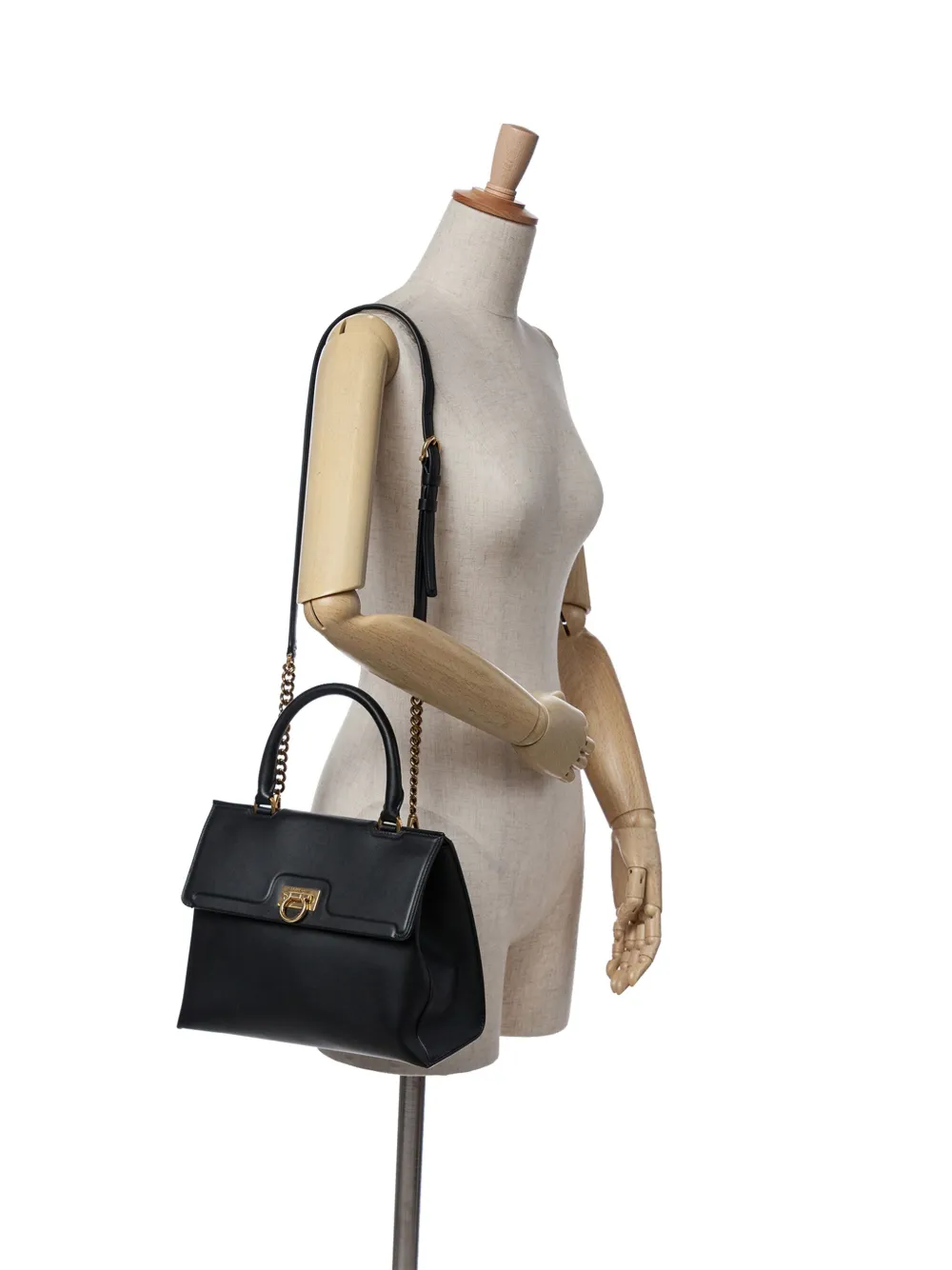 Pre-owned Ferragamo 2000-2024 Leather Gancini Trifolio Satchel