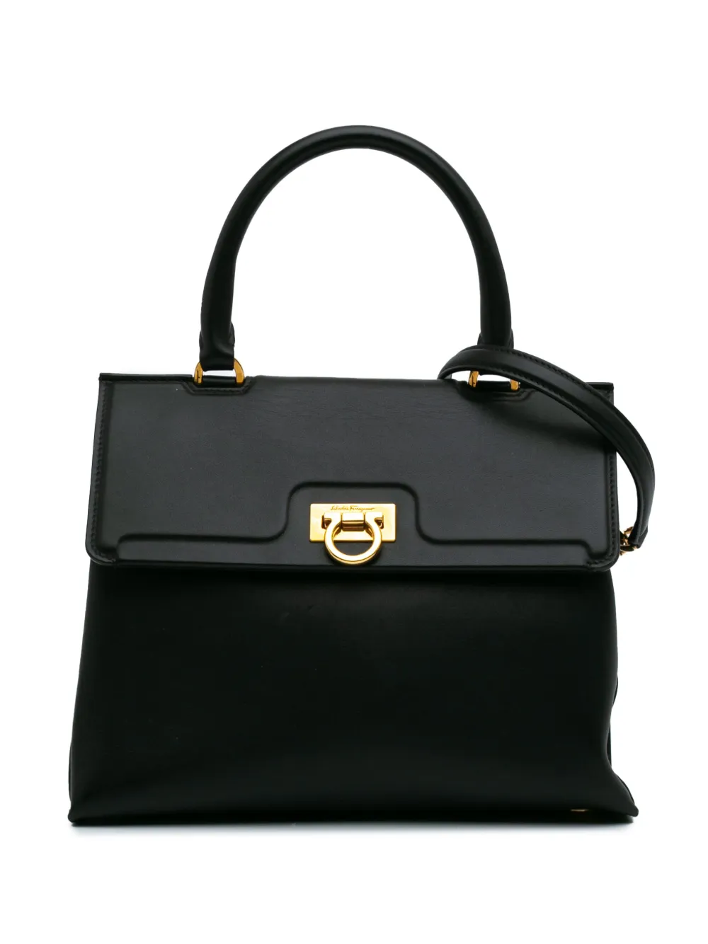 Pre-owned Ferragamo 2000-2024 Leather Gancini Trifolio Satchel
