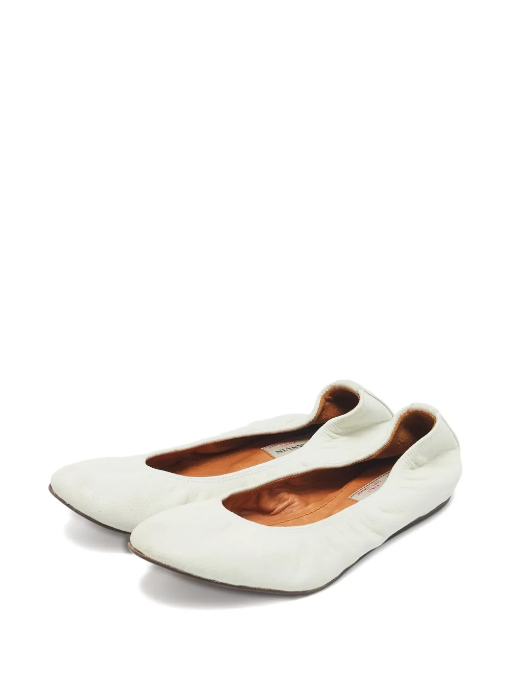 Pre-owned Lanvin Leather Ballet Flats In White