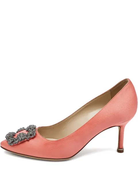 Manolo Blahnik 2024 Crystal Buckle satin pumps