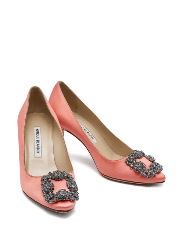 靴 MANOLO BLAHNIK Manolo Blahnik Iconic Silver D'Orsay Rhinestone Heels - As