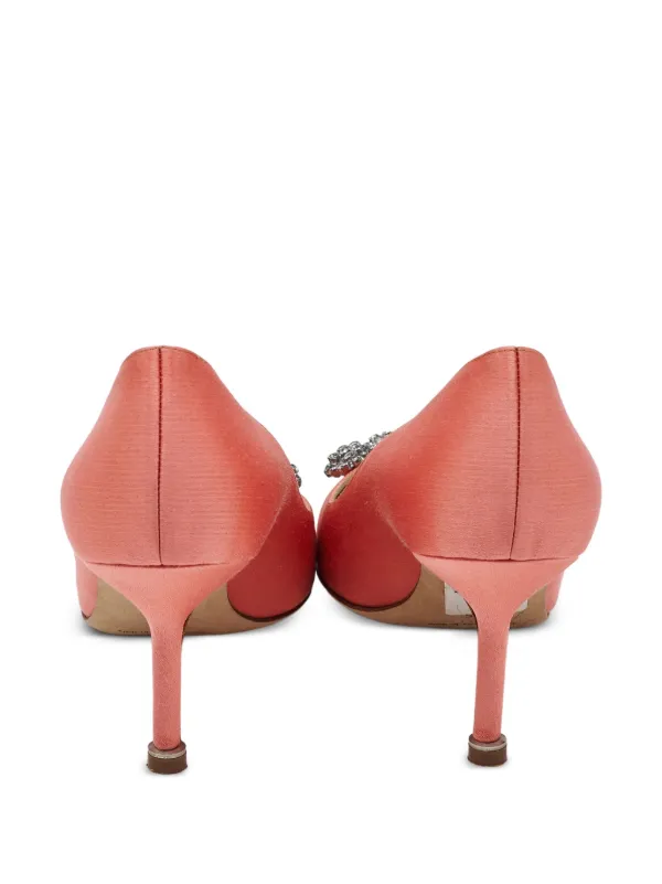 靴 MANOLO BLAHNIK Manolo Blahnik Iconic Silver D'Orsay Rhinestone Heels - As
