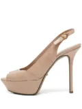 Sergio Rossi Vintage 120mm Godiva peep-toe slingback platform pumps - Neutrals