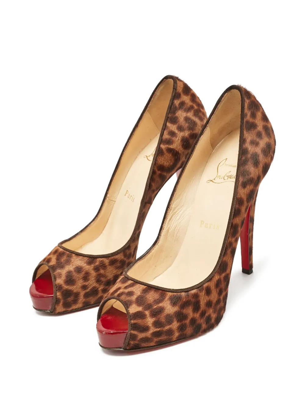Christian Louboutin Pre-Owned 125 mm pumps met dierenprint - Bruin