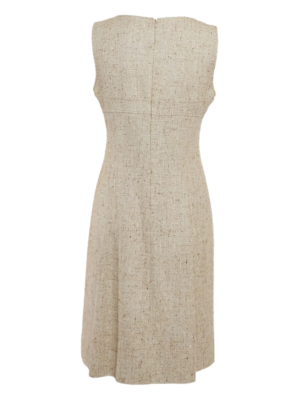 Valentino Garavani Pre-Owned Tweed midi-jurk met V-hals - Beige