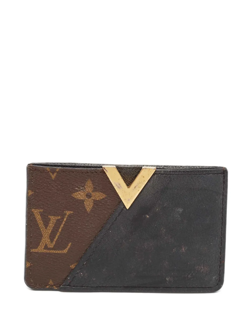 Louis Vuitton Pre-Owned Monogram-canvas leather-panelled cardholder | Black | Image 1