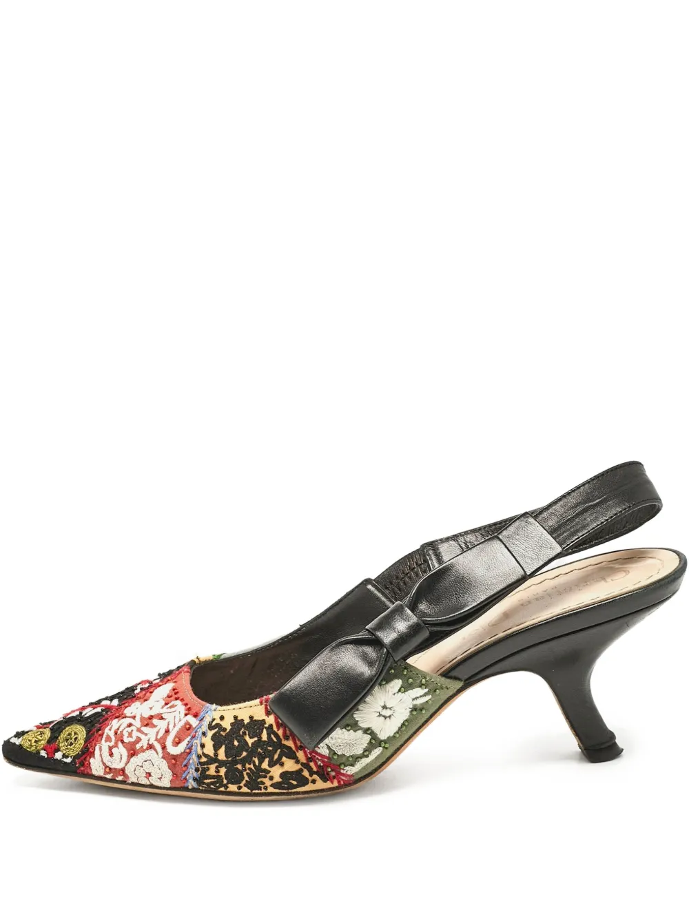 Christian Dior Pre-Owned エンブロイダリー ポインテッドトゥ パンプス - ブラック Christian Dior Pre-Owned エンブロイダリー ポインテッドトゥ パンプス - ブラック