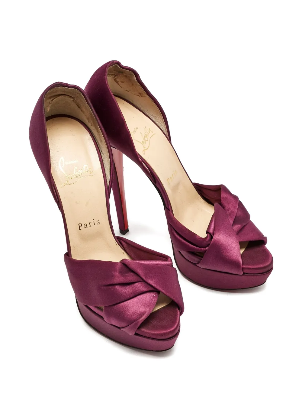 Christian Louboutin Pre-Owned 150 mm satijnen sandalen met hak - Paars