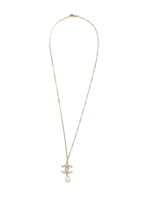 CHANEL Pre-Owned crystal faux-pearl necklace